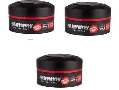 3 X GUMMY HAIR STYLING WAX-FOR EXTREME HOLD & LOOK BY FONEX-FAST *ULTRA HOLD *