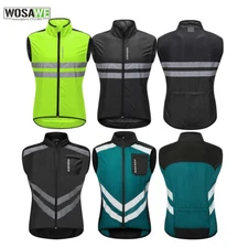 WOSAWE Mens Team Cycling Reflective Vest Wind Coat Sleeveless Sports Bike Jacket