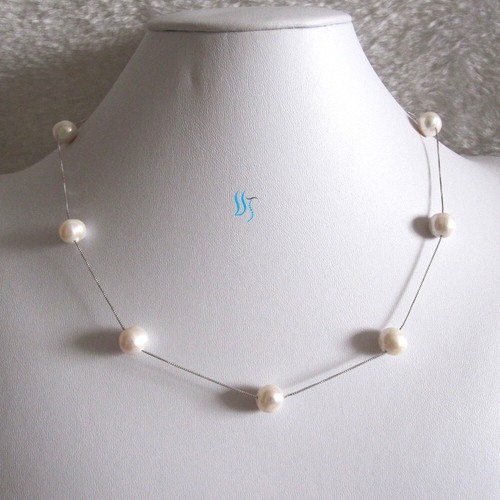 18 Zoll 8-10 mm AA Blechtasse Süßwasser Perle Halskette Silve Kette Schmuck - MEHR FARBEN - Bild 20 von 33