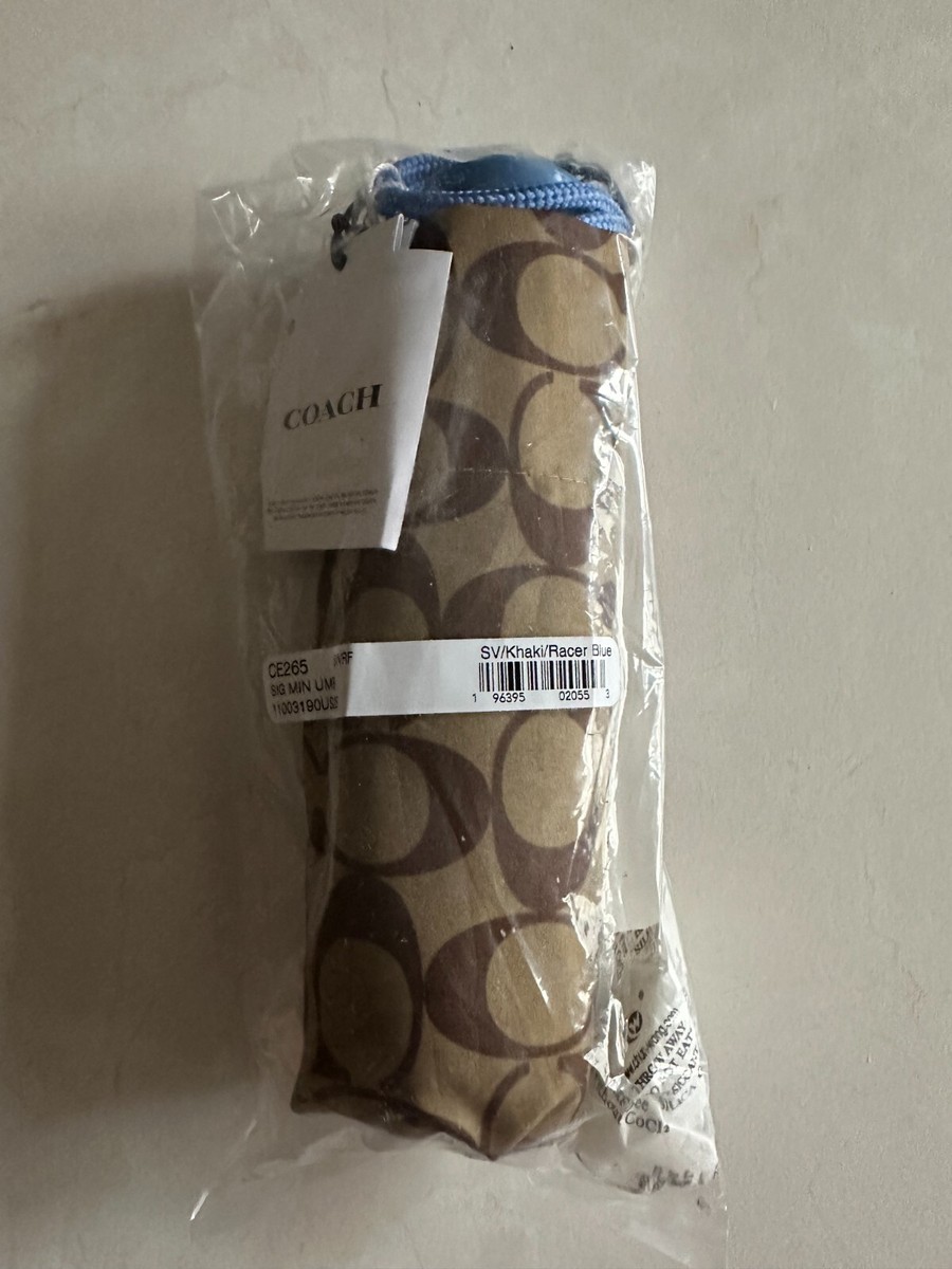 NEW COACH ALL OVER SIGNATURE LOGO MINI UMBRELLA Khaki/Racer