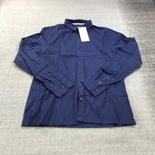 Scotch Soda Shirt Mens Large Button Up Solid Blue Long Sleeve Casual Adult