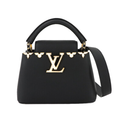 LOUIS VUITTON Capucines MINI Hand Shoulder Bag Leather Noir M11342