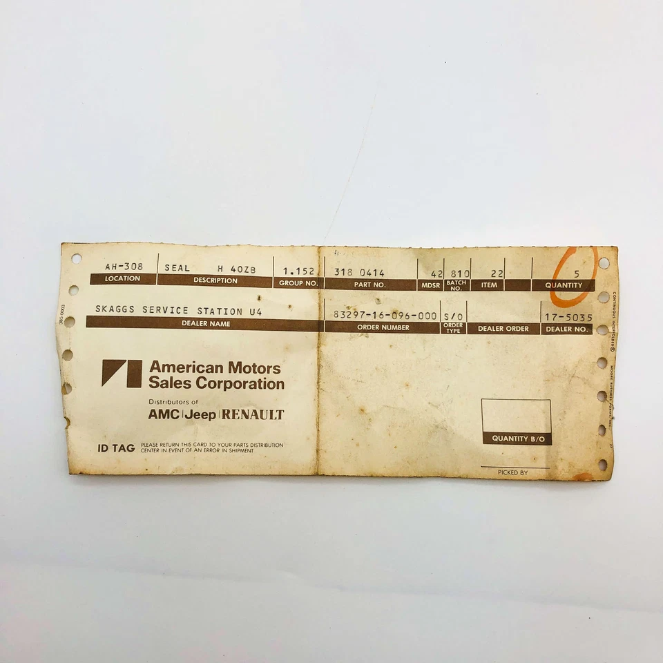 AMC Jeep 3180414 Seal H 40ZB for Engine Oil Pan OEM NOS 81-86 Cher Wag J10 J20 Foto 3 de 4