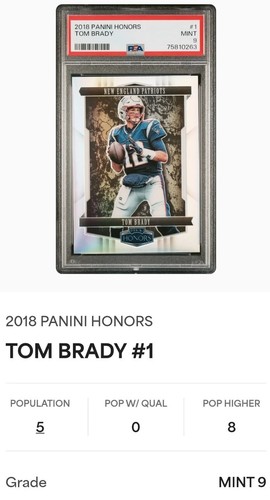 Panini Honors 2018 Tom Brady #/99 Silver Prizm Holo Refractor PSA 9 como nuevo POP 5 - Imagen 2 de 3