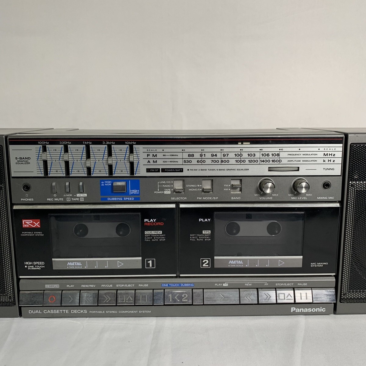 EUC VINTAGE RX-CW50 PANASONIC BOOMBOX DUAL CASSETTE DUAL SPEAKER