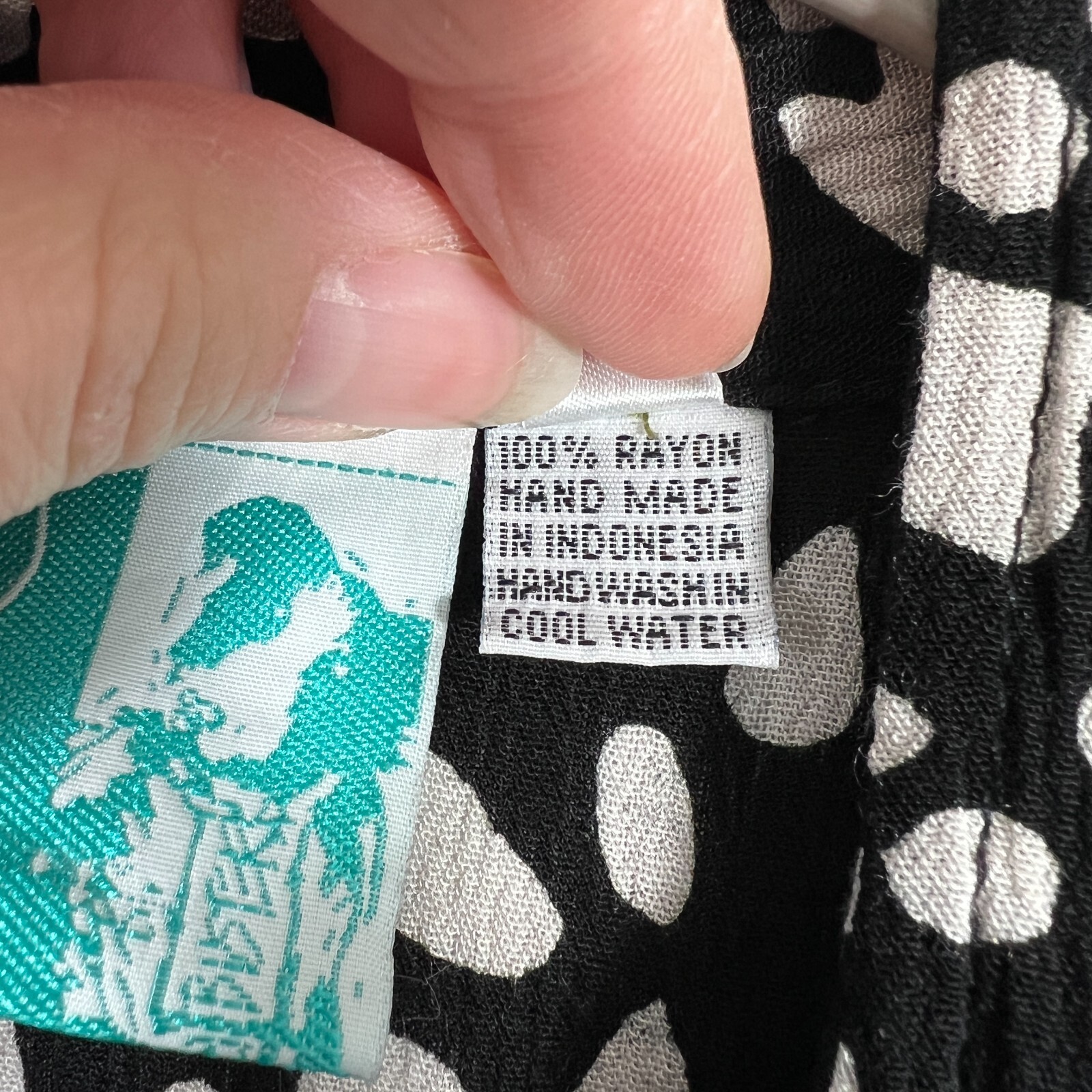 Buster N Bogi Dress 0X Black White Batik Button Front Sleeveless Flowy Floral