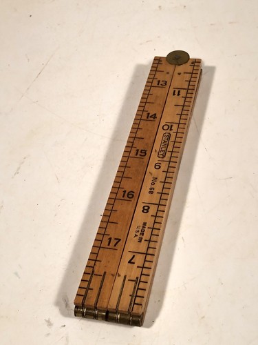 Vintage Stanley No 68 Boxwood & Brass 24" Four (4) Fold Ruler Made In USA - Picture 11 of 12