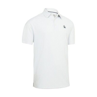 Herren Original Penguin All Over Pete bedrucktes Golf Poloshirt, weiß, NEU