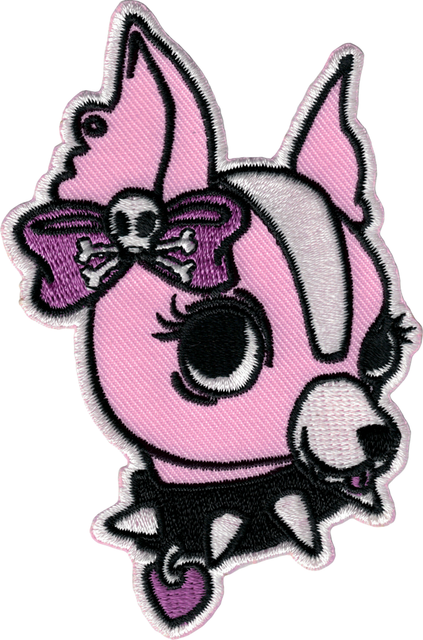 16221 Pink Chihuahua Dog Puppy Spiked Collar Punk Girl Embroidered Iron On Patch
