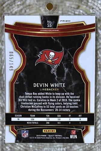 Panini Prizm Concourse 2019 blanco/149 Devin White RC - Imagen 2 de 2