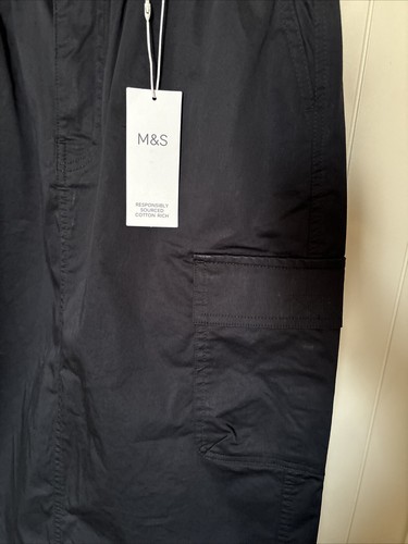 M&S Marks & Spencer Ladies Black Cotton Stretch Long Cargo Skirt Size 10 NEW - Picture 3 of 11