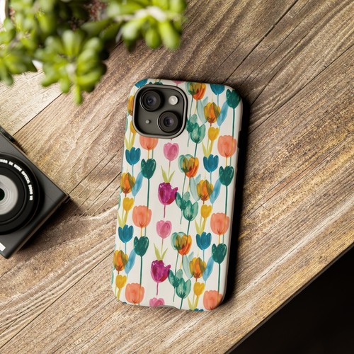 Watercolor Tulip Phone Case - Vibrant Floral Spring Design, Artistic Aqua Terra - Picture 20 of 177