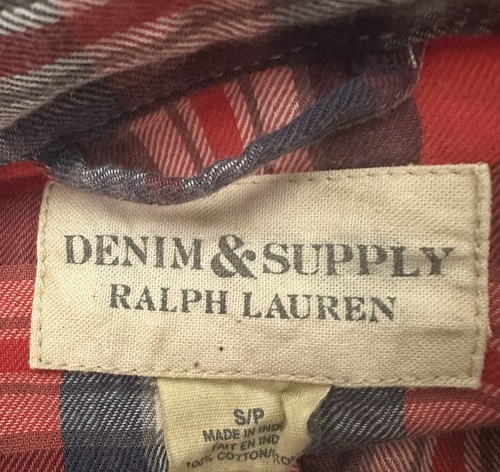 Ralph Lauren Shirt Mens Small Red Plaid Flannel Denim & Supply Button Down - Picture 5 of 5