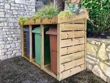 Triple Wheelie Bin Store with Green Roof Planter