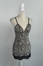 Victorias Secret Babydoll Sheer Mesh Lace Black White Zebra Cami Top Chemise S