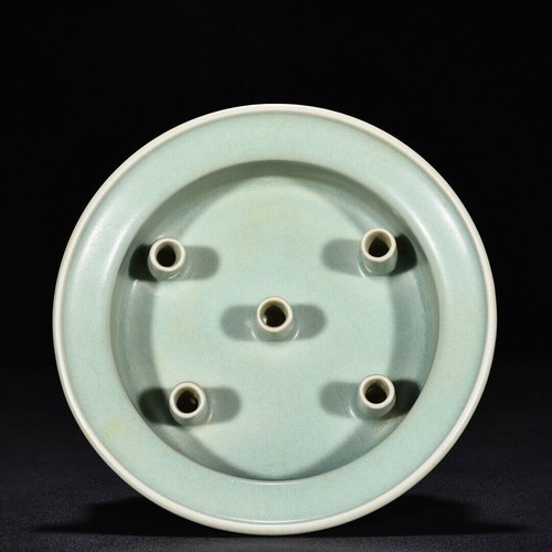 8.4" China antique Song dynasty Ru Kiln Celadon glaze Five tubes Brush Washer