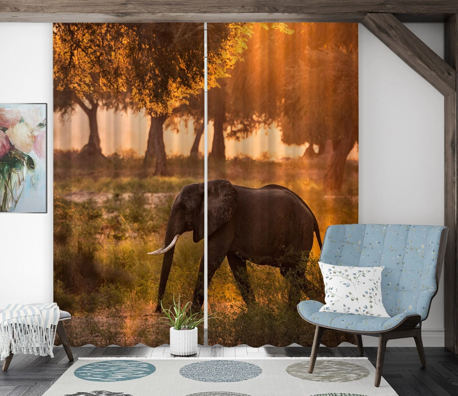 3D Quiet Elephant ZHUB355 Animal Photo Curtain Window Blockout Fabric Vera 2023