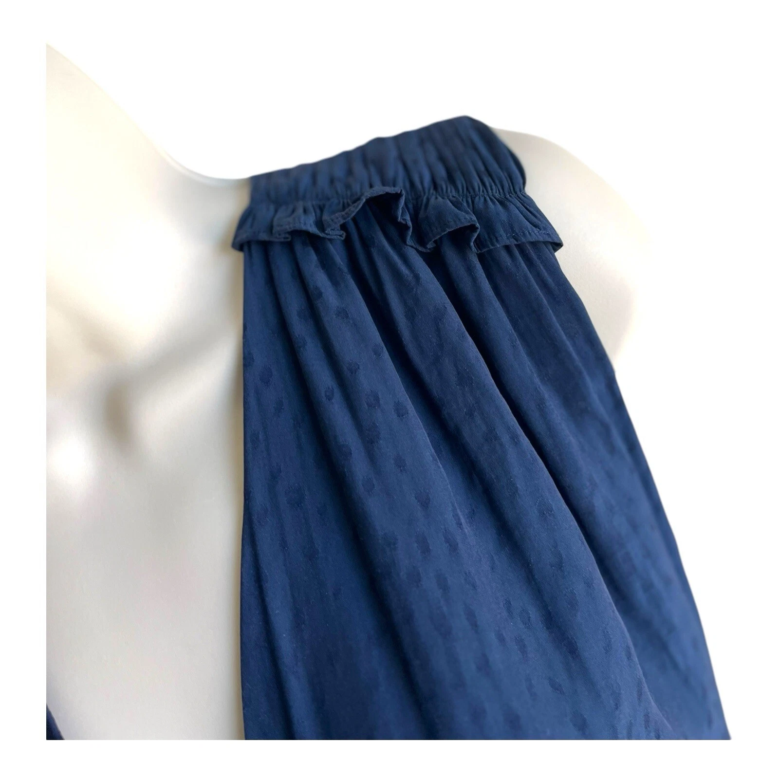 PALM ANGELS Mini abito nuovo con etichette Current Air Los Angeles blu a strati fronda palma volant plissettato med