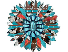 Sublimation Print Western Turquoise Sunflower Ready to Press Heat Transfer