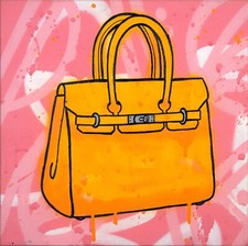 Karati dorati quadro originale / borsa Hermes Birkin "blu oceano" Pop Alec warhol