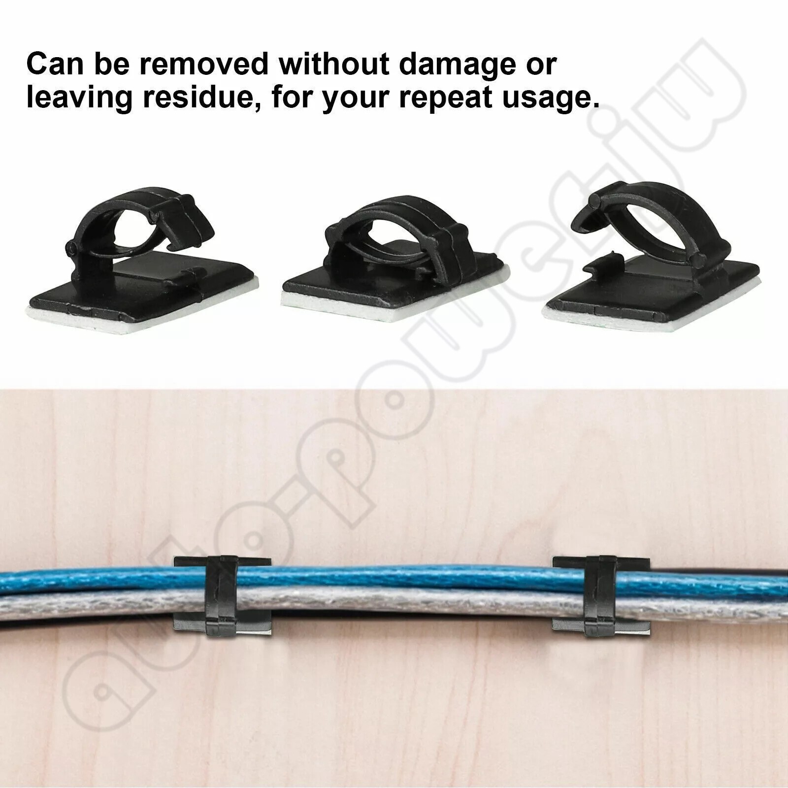 100Pcs Cable Clips Self-Adhesive Cord Wire Holder Management Organizer Clamp US