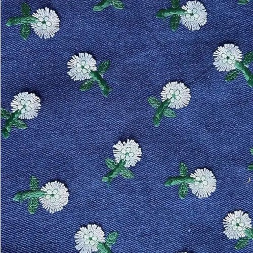 Gelb Beige Baumwolle Leinen Mehrfarbig Blumen Stickerei Stoff - Bild 8 von 8