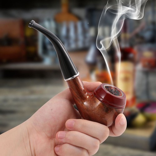 abs tobacco Hand Made Pipe Vintage Wooden Effect Bent Tobacco Pipe