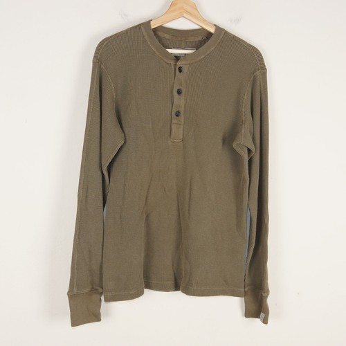 Rag & Bone Waffle Long Sleeve Green Henley Shirt Mens Sz L