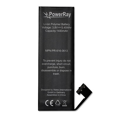 PowerRay Handy Akku Batterie PR-616-0613, 1440 mAh für Apple iPhone 5, Battery