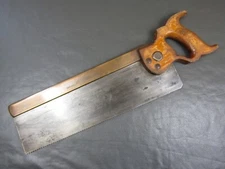 Vintage 14" brass backed tenon saw old tool by Henry Disston & Sons
