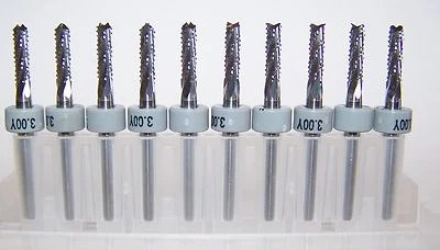 KYOCERA TYCOM (10) 3.00mm (.1181") CHIPBREAKER CARBIDE ROUTER BURRS, FT Kyocera 2300.1181.394