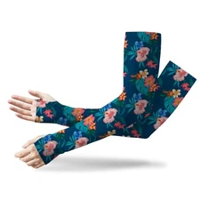 Gardening Sleeves Advanced Sun Protection Breathable Arm Sleeves Navy Flower
