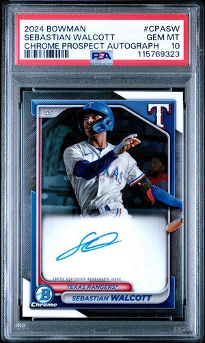 SEBASTIAN WALCOTT 2024 Bowman Chrome Prospect 1st Bowman AUTO PSA 10