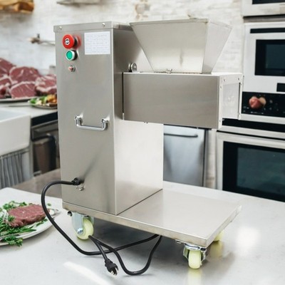 110V Stainless Commercial 11mm Meat Slicer Beef Pork Cutter 400Kg/h Output 1HP