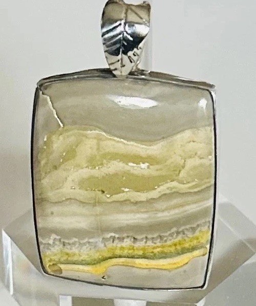 Bumblebee Jasper Rectangular Pendant Set in 925 S… - image 1
