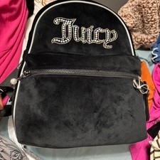 Black Juicy Couture backpack with rhinestone logo. NWT 