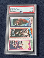 1980 Topps Sidney Moncrief/ Lonnie Shelton/ Paul Silas PSA 9 HOF Rookie Card. rookie card picture