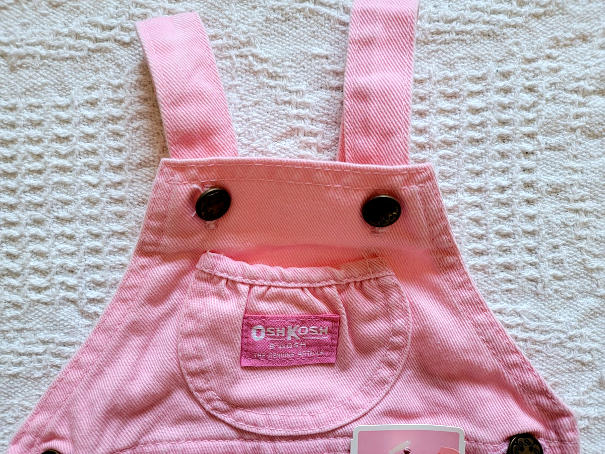 Vintage OSHKOSH Pink Denim Bubble Romper 6-9 Months Baby USA 100