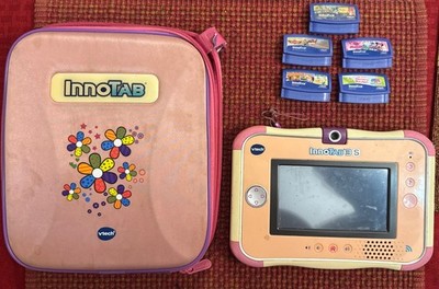 VTech InnoTab 3S Learning Tablet Bundle - 1 Tablet, 5 games, travel case Pink