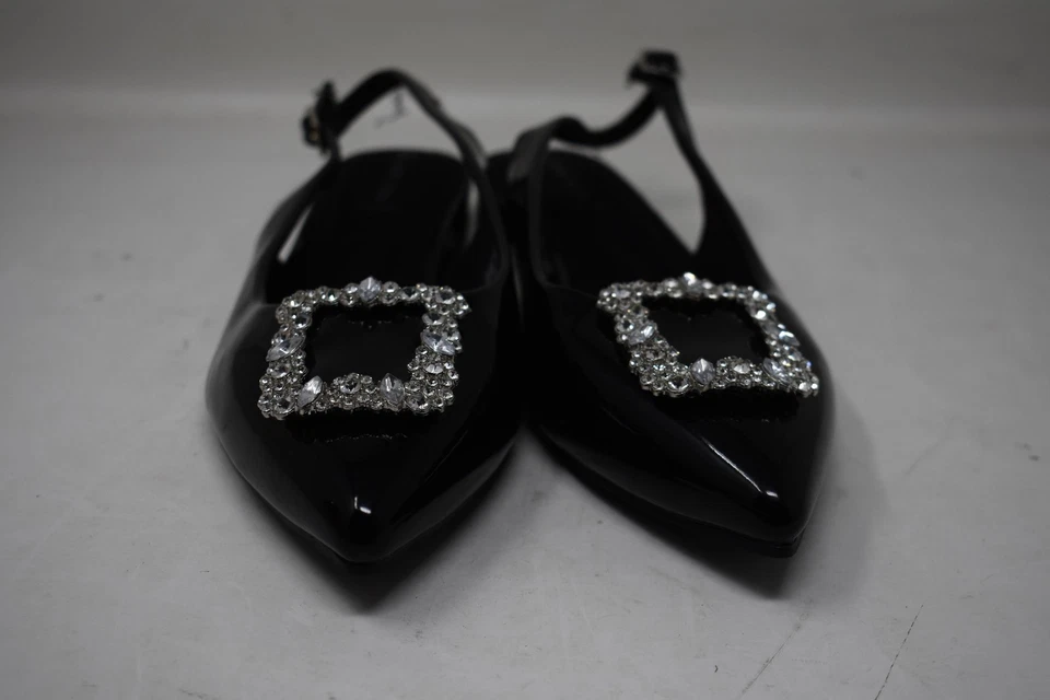 Zapatos Anne Klein para mujer talla 7 negros con cordones planos y hebilla de cristal elegantes Foto 4 de 4