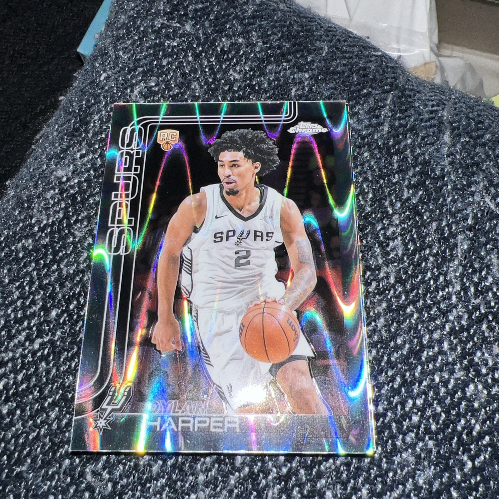 2025 Topps Chrome Dylan Harper Raywave Refractor Rookie #252 San Antonio Spurs