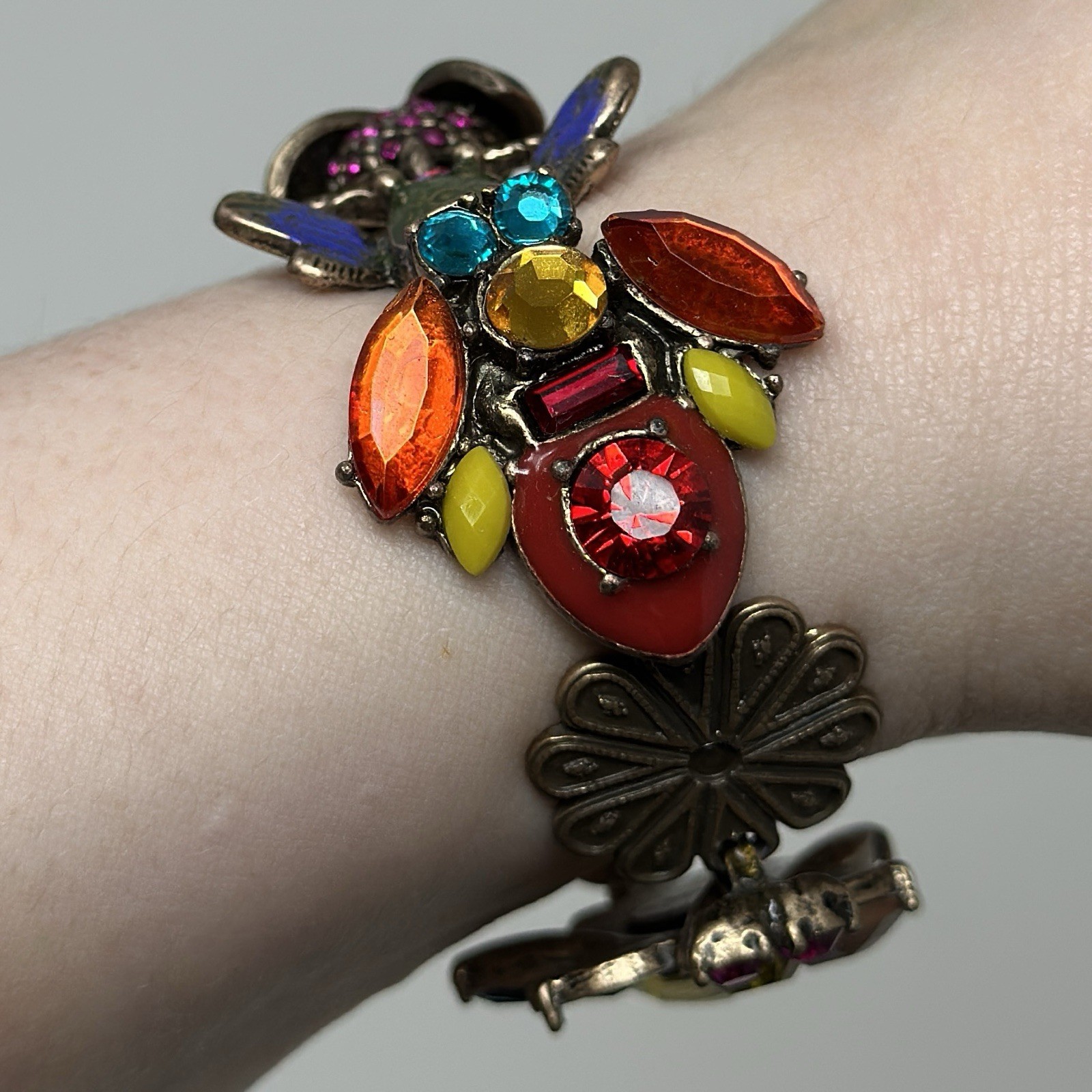 Vintage Chico’s Statement Bug Insect Colorful Ena… - image 3