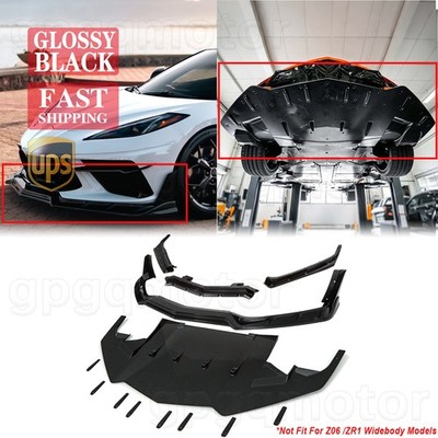 For Corvette C8 2020-2026 V3 Black Front Bumper Lip W/ AC Style Undertray Panel