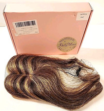 NEW 100 Human Hair Topper Wiglet Toupee 10" Clip In Med Brown w/ Highlights