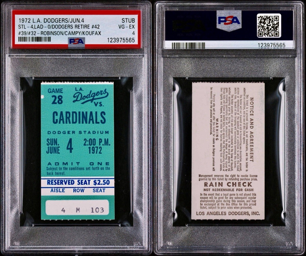 1972 DODGERS RETIRE: JACKIE ROBINSON #42 SANDY KOUFAX #32 & CAMPY