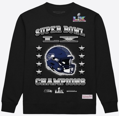 Seattle Seahawks Mitchell & Ness Super Bowl LX Champions Helmet Sweatshirt