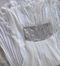 Alice + Olivia, Women A-Line Silk Dress White Sleeveless Mid-Calf Size 2