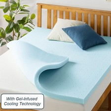 2-Inch Blue Ventilated Gel Memory Foam Topper, Twin Size, Cooling Comfort - NEW