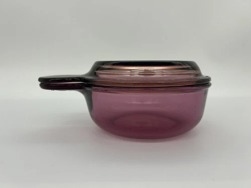 Vintage Corning Ware Grab-It Bowl Vision Cranberry V-150-B With Glass Lid