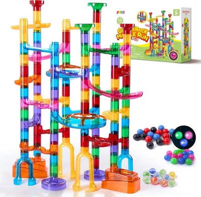 137 PCS Glowing Marble Run with 15 Glow Marbles STEM Construction Toy Kids Gift!
